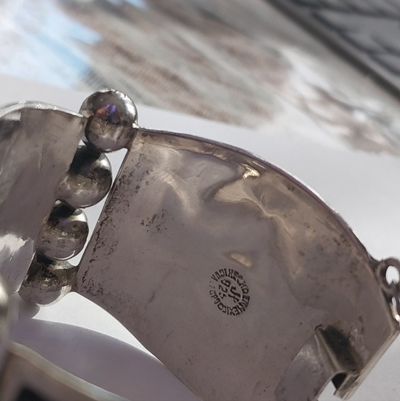 Vintage solid silver floral link panel bracelet - Picture 9 of 13